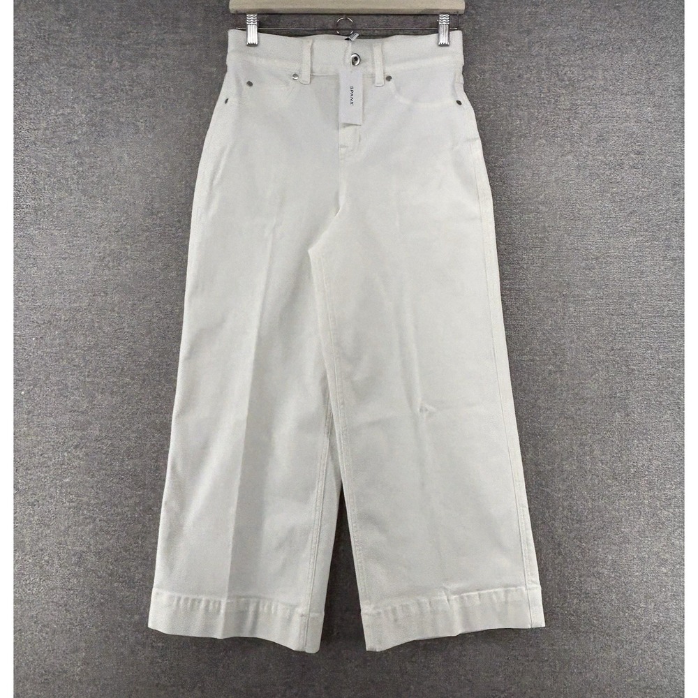 Spanx Cropped Wide Leg Pants Women Size Small Petite White Pull On Casual NEW